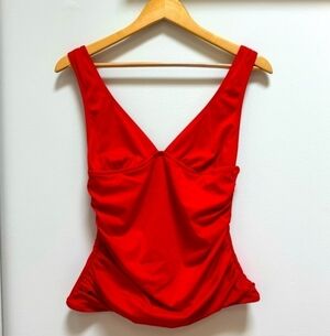 J. Crew Women's Red Ruched V Neck Tankini Size Medium